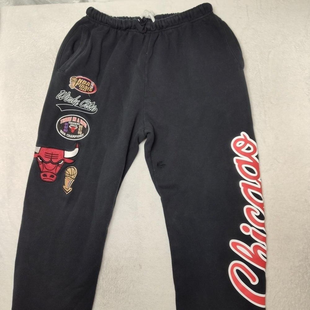 Chicago Bulls Mitchell & Ness‎ Pants Mens Small Black NBA Finals 90s Joggers